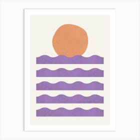 Sun Wave Beach Minimalism Abstract - Orange Purple Sunset Art Print