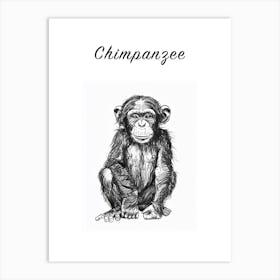B&W Chimpanzee 2 Poster Art Print