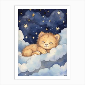 Baby Lion Cub 2 Sleeping In The Clouds Art Print