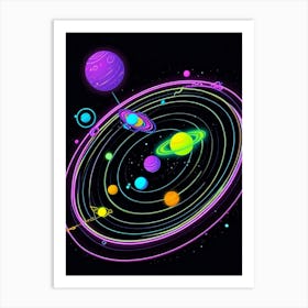 Default Neon Black Light Sgraffito Solar System 3d Illustratio 2 (7) Art Print