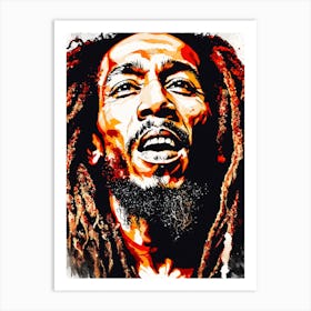 Bob Marley Portrait Ink Painting (7) Art Print