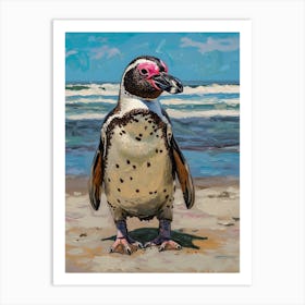 African Penguin Fernandina Island Oil Painting 1 Art Print