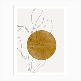 Golden Sun And Leaf Art Print