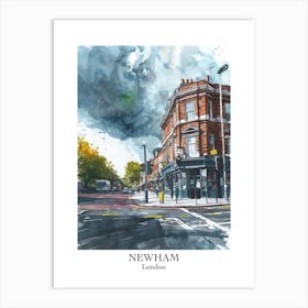 Newham London Borough   Street Watercolour 3 Poster Art Print