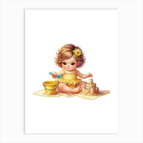 Little Girl Playing With Sand Art Print