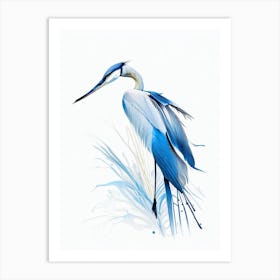 Blue Heron Aerial View Impressionistic 2 Art Print