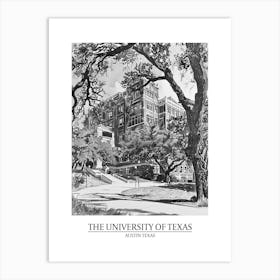 The University Of Texas At Austin Texas Black And White Drawing 2 Poster Art Print