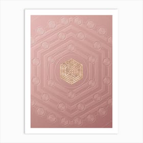 Geometric Gold Glyph on Circle Array in Pink Embossed Paper n.0164 Art Print