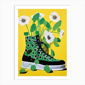 Blossom on the Move: Sneakers Adorned with Flowers Art Print