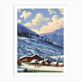 Schladming, Austria Ski Resort Vintage Landscape 2 Skiing Poster Art Print