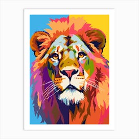 Lion Pop Art Inspired Colourful Illustration 3 Art Print
