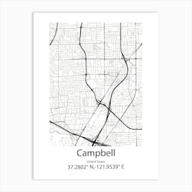 Campbell, United States Minimalist Map Art Print