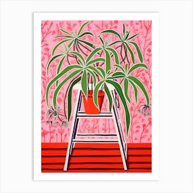 Pink And Red Plant Illustration Spider Plant 1 Art Print