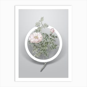Vintage Ventenat's Rose Minimalist Floral Geometric Circle on Soft Gray n.0526 Art Print