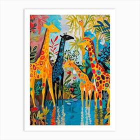 Cute Geometric Giraffe Pattern 2 Art Print