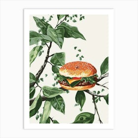 Burger On A Tree Branch Art Print