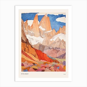 Fitz Roy Chile Argentina2 Colourful Mountain Illustration Poster Art Print
