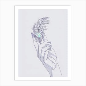 Feather In A Hand Art Print