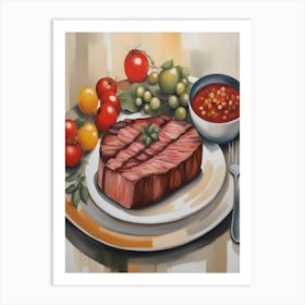 Steak On Plate Art Print