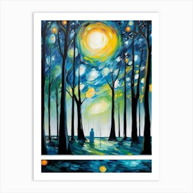 Starry Night In The Forest 3 Art Print