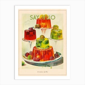 Fruity Jelly Retro Cookbook Illustration Inspired 2 Poster Art Print