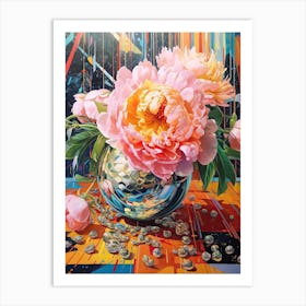 Disco Ball And Flowers And Pearls Still Life 6 Art Print