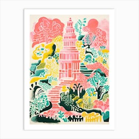 Versailles Gardens Abstract Riso Style 3 Art Print