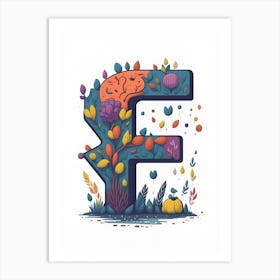 Colorful Letter F Illustration 73 Art Print