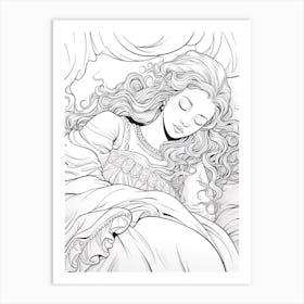 Line Art Inspired By The Sleeping Gypsy 3 Art Print