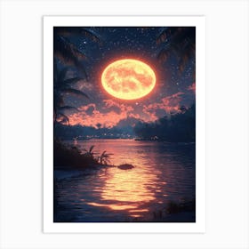 Full Moon Over Water 14 Art Print