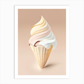 Ice Cream Dessert Neutral Abstract Illustration Flower Art Print