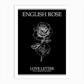 English Rose Love Letter Line Drawing 3 Poster Inverted Art Print