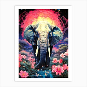 Elephant In The Water 1 Art Print