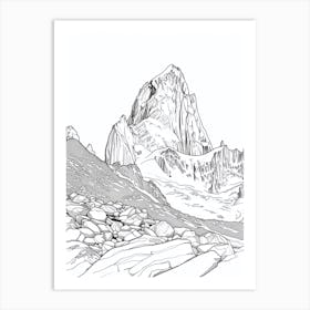 Cerro Fitz Roy Argentina Line Drawing 6 Art Print