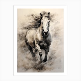 A Horse Painting In The Style Of Dry Brushing 4 Art Print