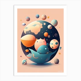 Planetesimal Kawaii Kids Space Art Print