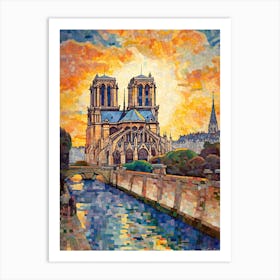 Notre Dame Paris France Paul Signac Style 3 Art Print