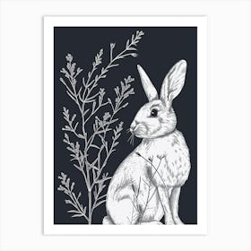 Blanc De Hotot Rabbit Minimalist Illustration 4 Art Print