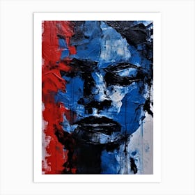 Blue Black And Red Portrait Art Print