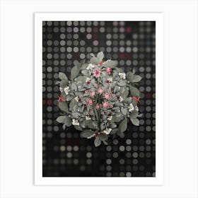 Vintage Sword Lily Flower Wreath on Dot Bokeh Pattern n.0467 Art Print