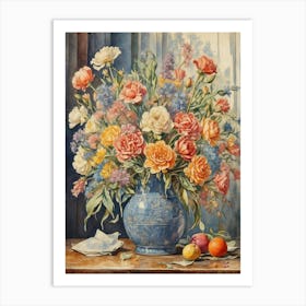 Flowers In A Blue Vase 2 Art Print