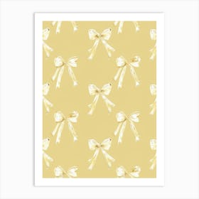 Yellow Coquette Bows 2 Pattern Art Print