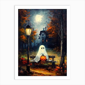 Ghost Sitting On A Bench 5 Art Print