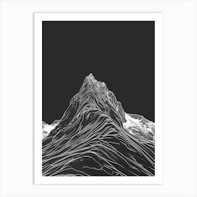 Beinn A Chlachair Mountain Line Drawing 1 Art Print