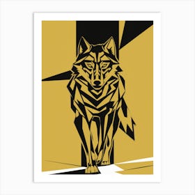 Wolf Yellow / Black Art Print