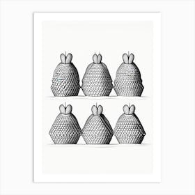 Beehive In A Row Cute Vintage Art Print