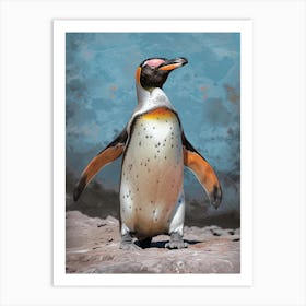 Galapagos Penguin Bartolom Island Colour Block Painting 4 Art Print