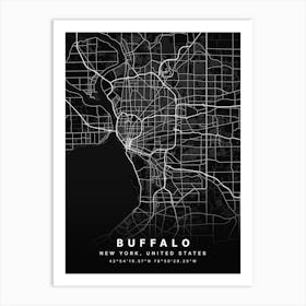 Buffalo New York NYC Black Map Art Print