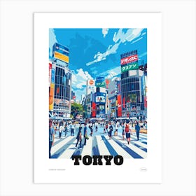 Shibuya Crossing Tokyo 1 Colourful Illustration Poster Art Print
