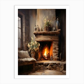 Fireplace Stock Videos & Royalty-Free Footage 1 Art Print